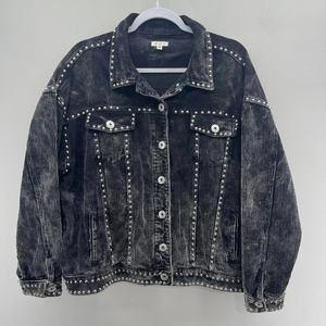 POL Black Corduroy Silver Studded Oversized Button Up‎ Jacket